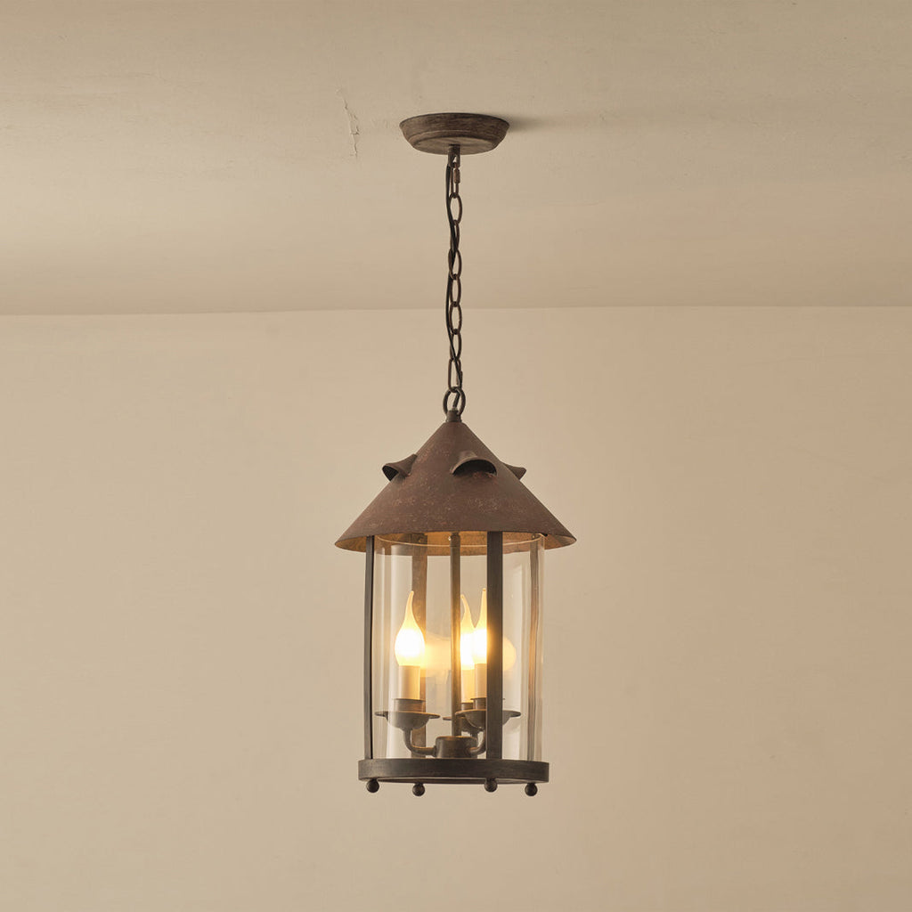 Tinduvyh Vintage Industrial Metal Glass Lantern Pendant Lamp