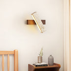 Ostruvyo Modern Minimalist Linear Walnut Travertine Wall Lamp