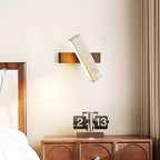 Ostruvyo Modern Minimalist Linear Walnut Travertine Wall Lamp