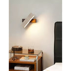 Ostruvyo Modern Minimalist Linear Walnut Travertine Wall Lamp