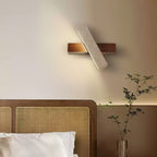 Ostruvyo Modern Minimalist Linear Walnut Travertine Wall Lamp