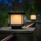 Ray Modern Rectangular Metal Glass Outdoor Lamp, Black/Black-Gold