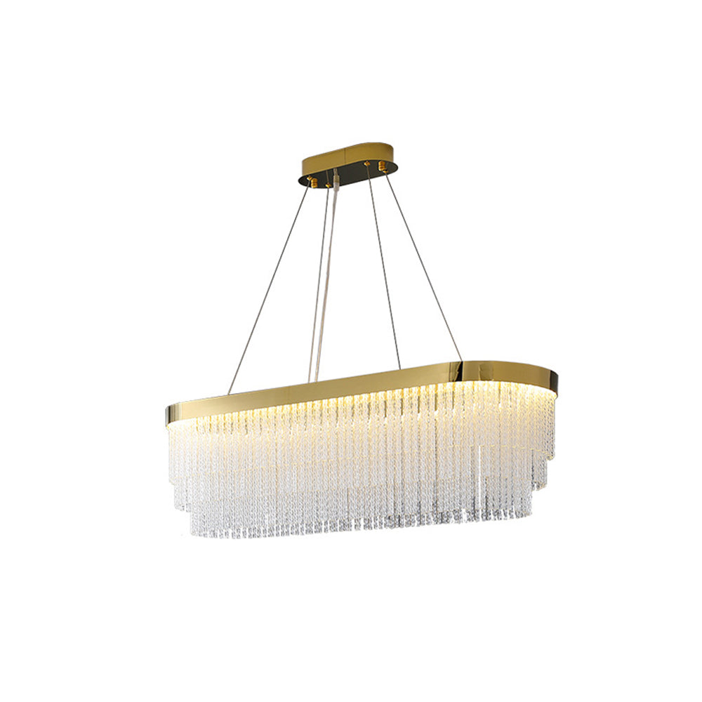 Kristy Modern Spiral Crystal Ring /Rectangle Chandelier, Gold