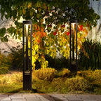 Ray Contemporary Metal Triangular Hollow Outdoor Path Light, Black