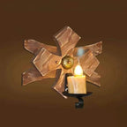 Epoch Vintage Candle & Lantern LED Wall Lamp, Wood/Metal, Gold, Bedroom