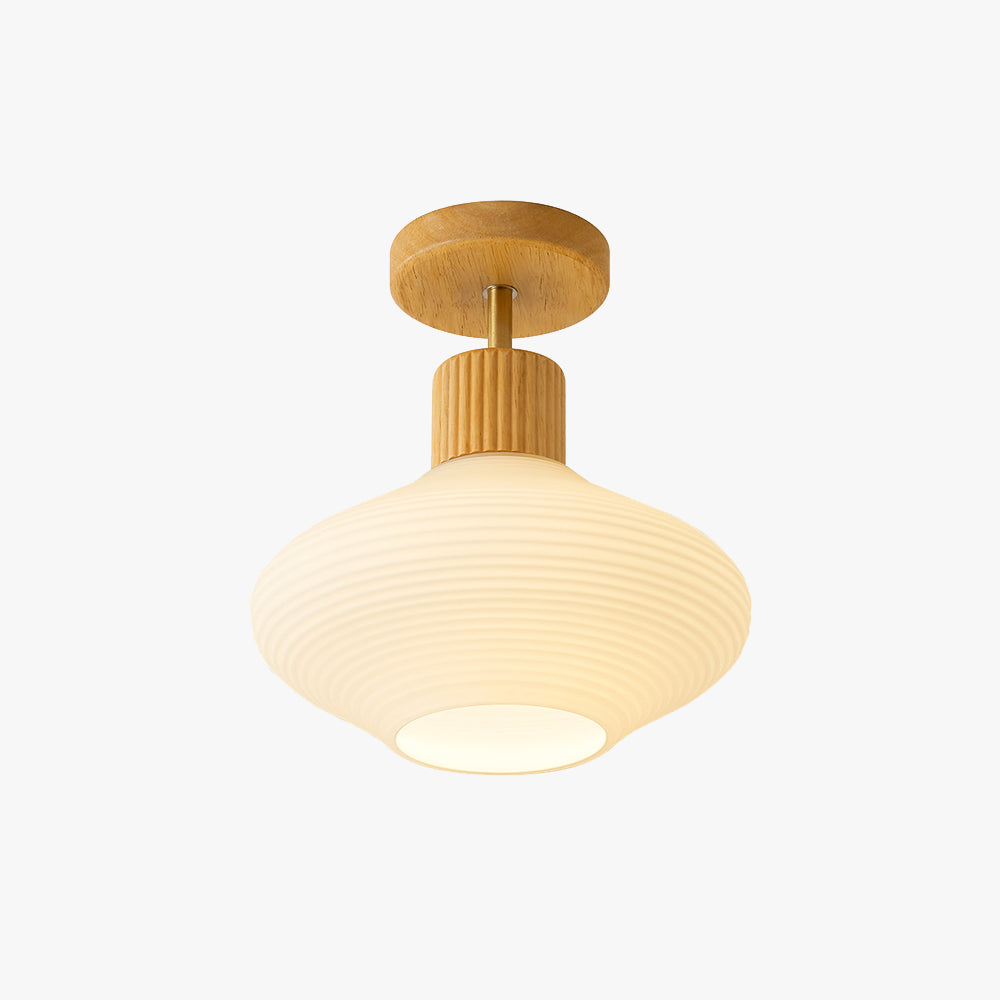 Arisha Minimalist Flush Mount Ceiling Light Wood/Walnut Hallway