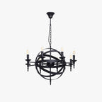 Silva Retro Candle LED Chandelier Metal Glass Black Dining Room