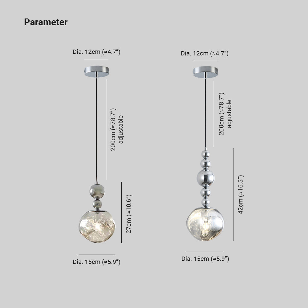 Valentina Retro LED Pendant Light Chrome Metal/ Bedroom