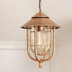 Ray Retro Lantern Metal Pendant Light, Black/Bronze