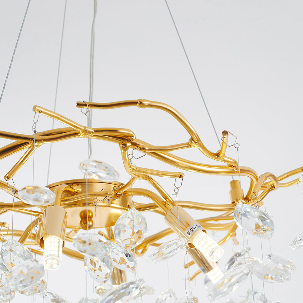 Kristy Contemporary Gold Glass Crystal Chandelier