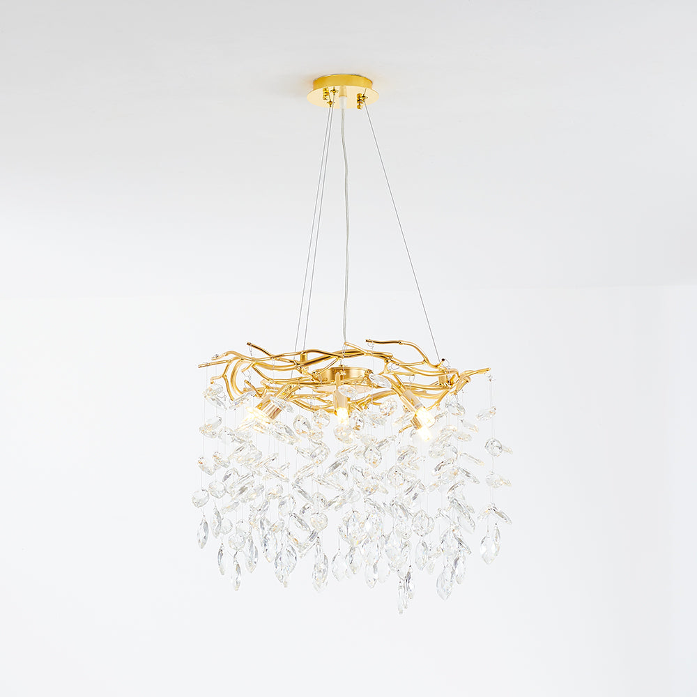 Kristy Contemporary Gold Glass Crystal Chandelier