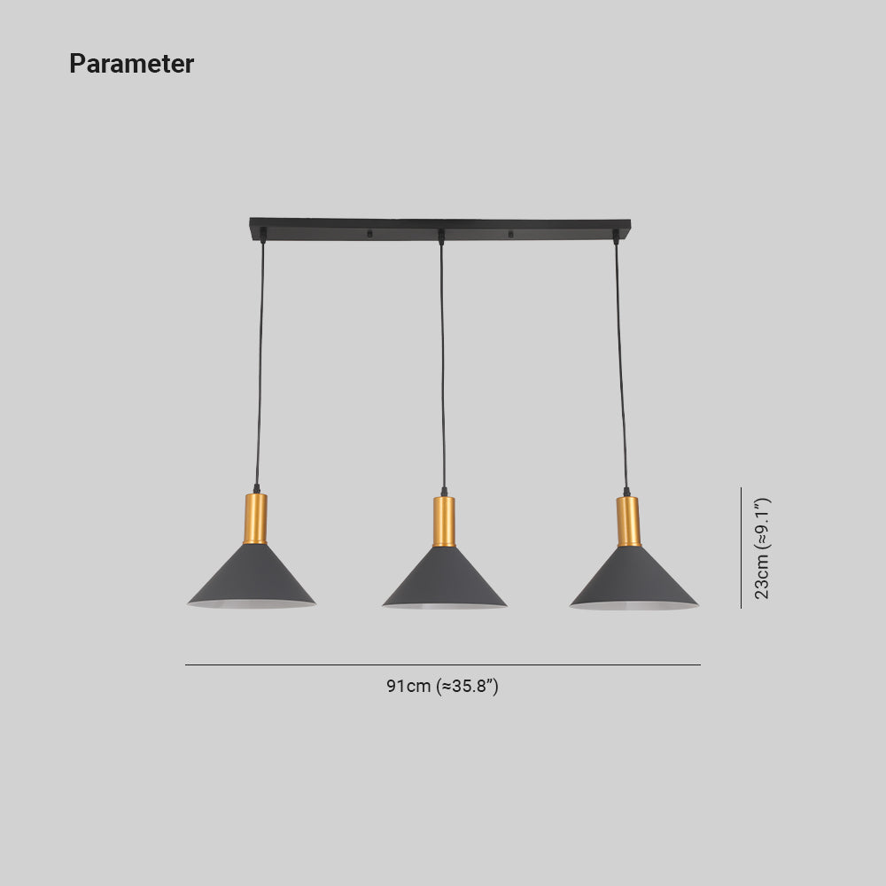 Arisha Modern Minimalist Conic Industrial Cluster Pendant Light, Blue, Metal