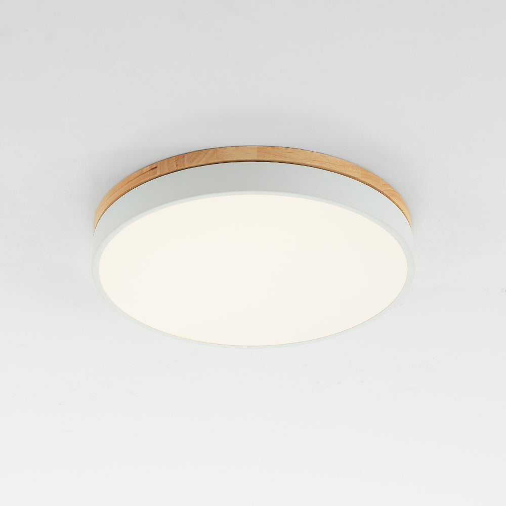 Aria Nordic LED Round Flush Mount Ceiling Light Wood Color