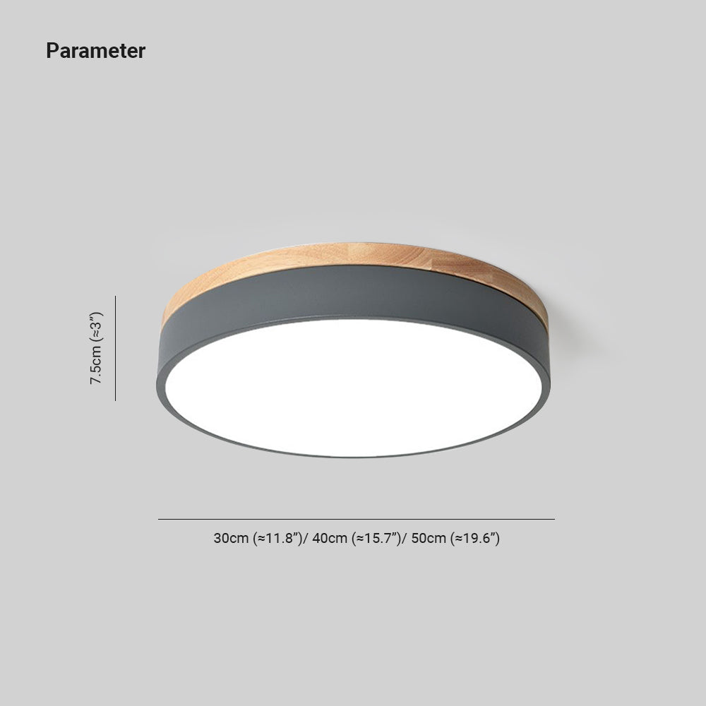 Aria Nordic LED Round Flush Mount Ceiling Light Wood Color