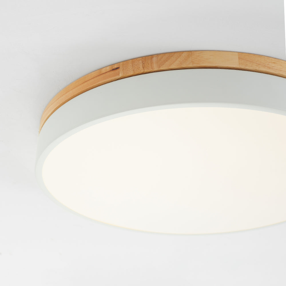 Aria Nordic LED Round Flush Mount Ceiling Light Wood Color