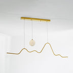 Arisha Minimalist Wavy Metal Pendant Light, Black/White/Gold