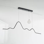 Arisha Minimalist Wavy Metal Pendant Light, Black/White/Gold