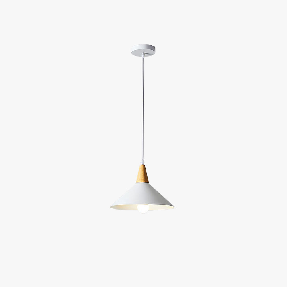 Valentina Minimalist Cap-shaped Metal Pendant Light, Natural Wood