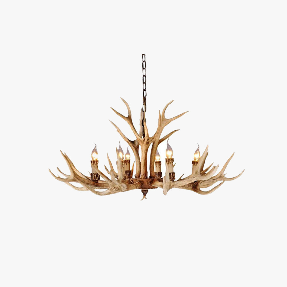 Silva Retro Deer Antlers Candle light Horn Resin Chandelier