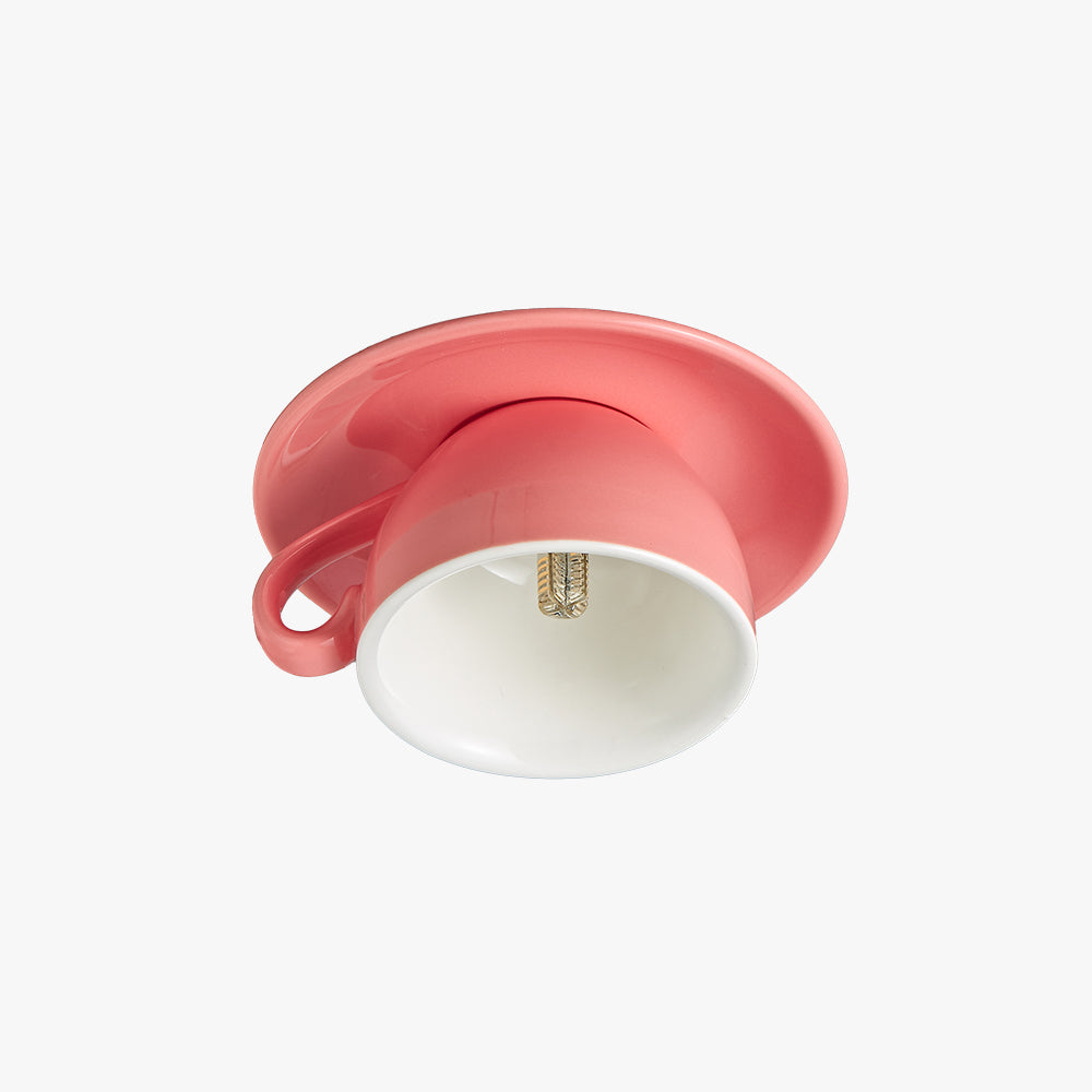 Aria Modern Coffee Cups Ceramic Flush Ceiling Lighting