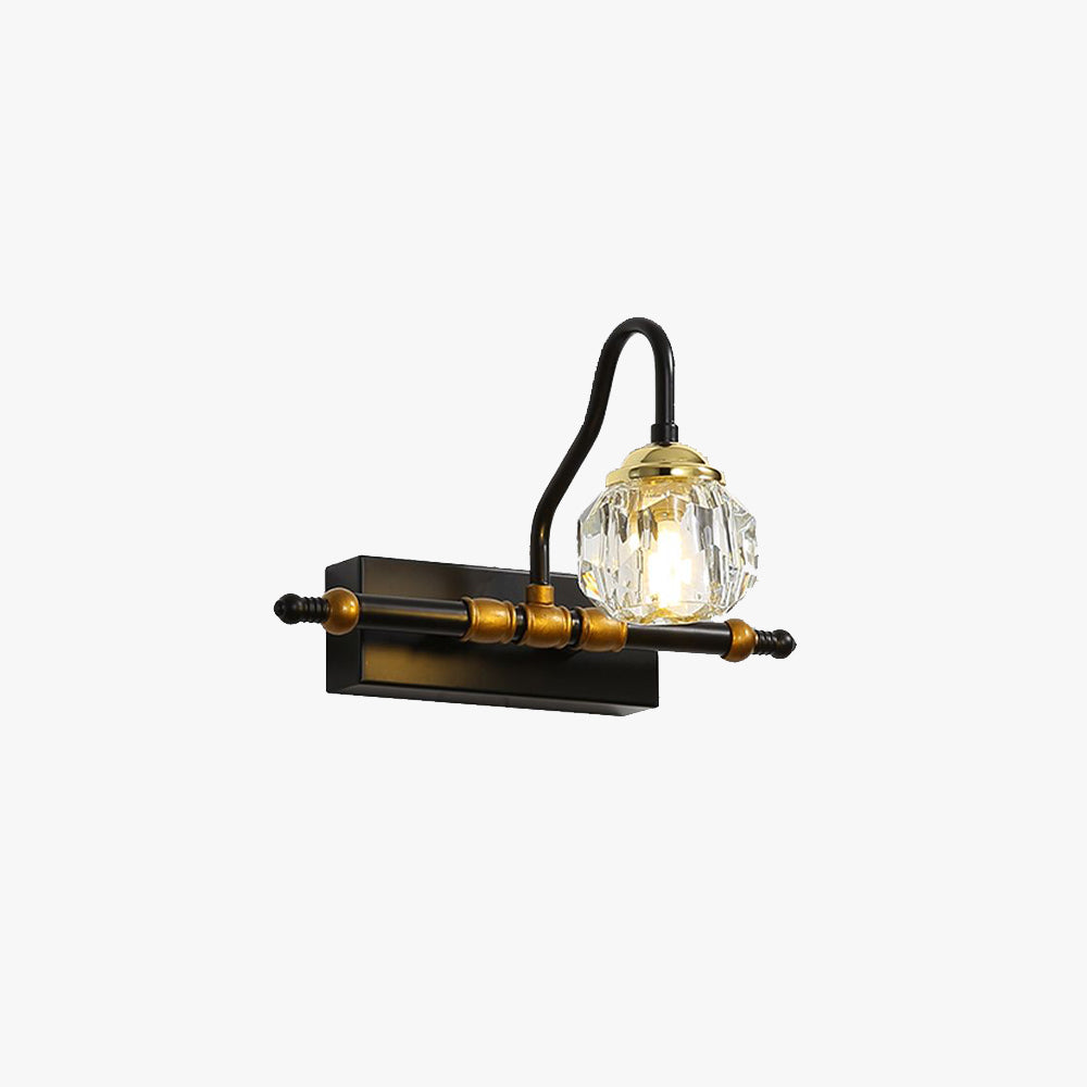 Kristy Vintage Crystal Globe Vanity Wall Lamp, Black, Bathroom