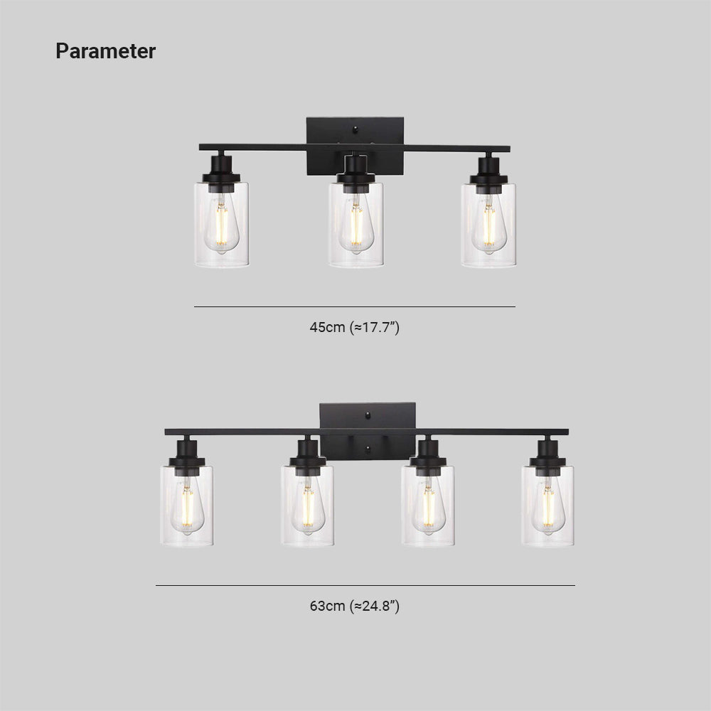 Alessio Industrial Metal/Glass Wall Lamp, Black, Bathroom, Vanity