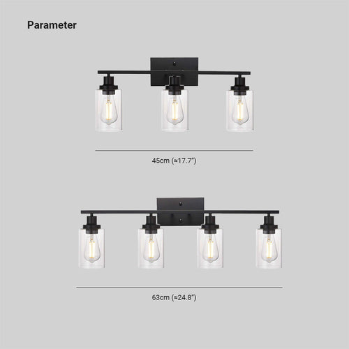 Alessio Industrial Metal/Glass Wall Lamp, Black, Bathroom, Vanity