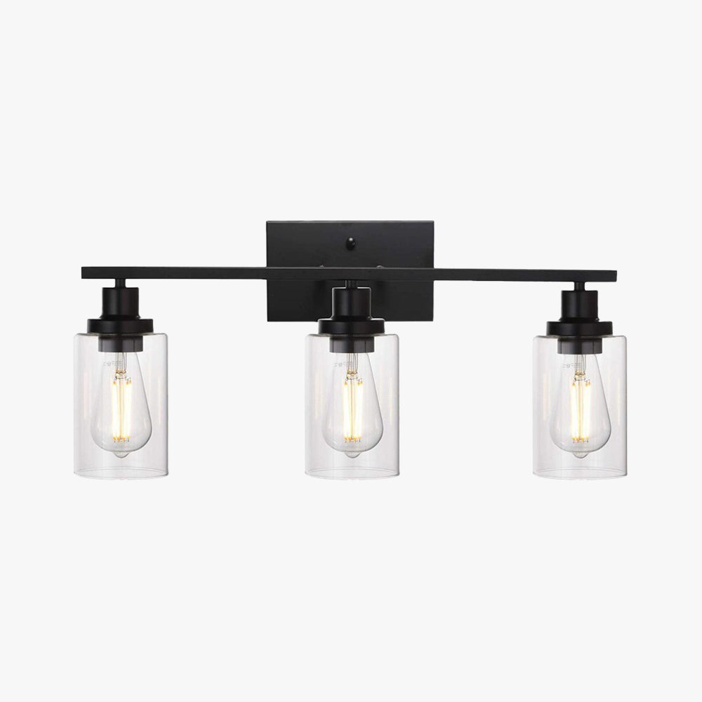 Alessio Industrial Metal/Glass Wall Lamp, Black, Bathroom, Vanity