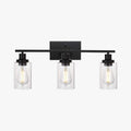 Alessio Industrial Metal/Glass Wall Lamp, Black, Bathroom, Vanity