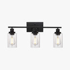 Alessio Industrial Metal/Glass Wall Lamp, Black, Bathroom, Vanity