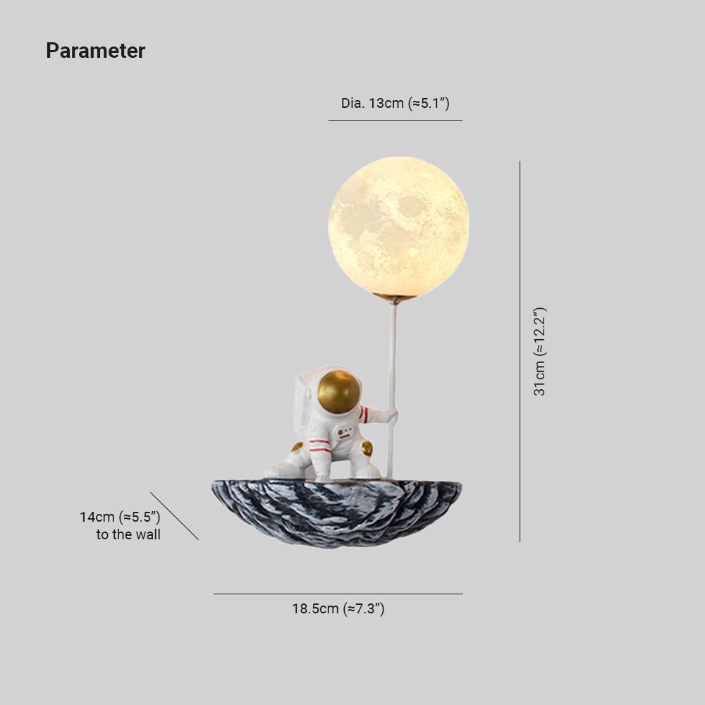 Aria Decorative Astronaut Glass/ Wall Lamp, White/Blue-White