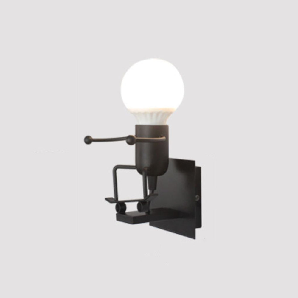 Arisha Modern Decorative Man Metal Wall Lamp, White/Black