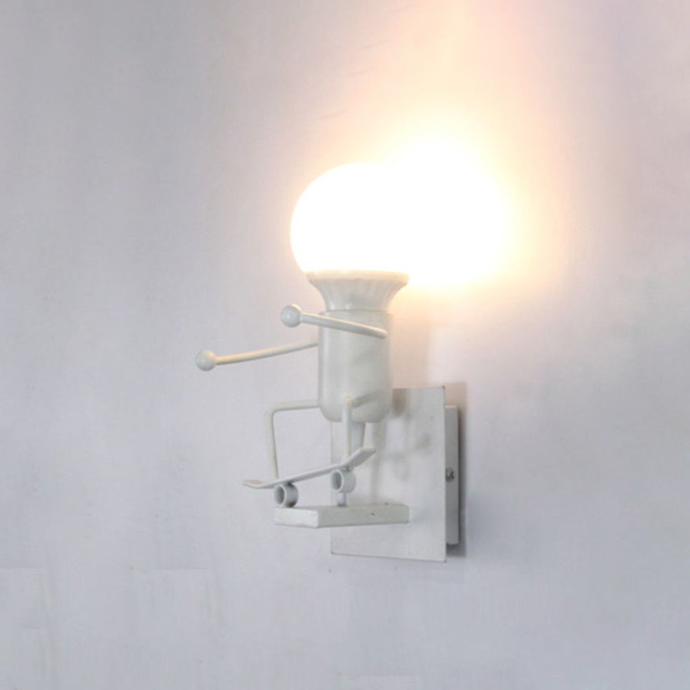 Arisha Modern Decorative Man Metal Wall Lamp, White/Black