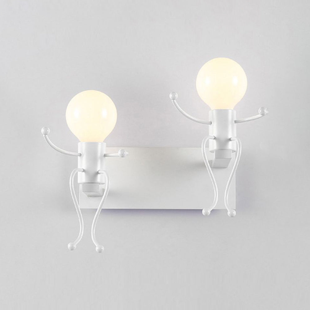Arisha Modern Decorative Man Metal Wall Lamp, White/Black