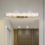 Kristy Modern Rectangular Metal/Crystal Mirror Front Wall Lamp, Gold