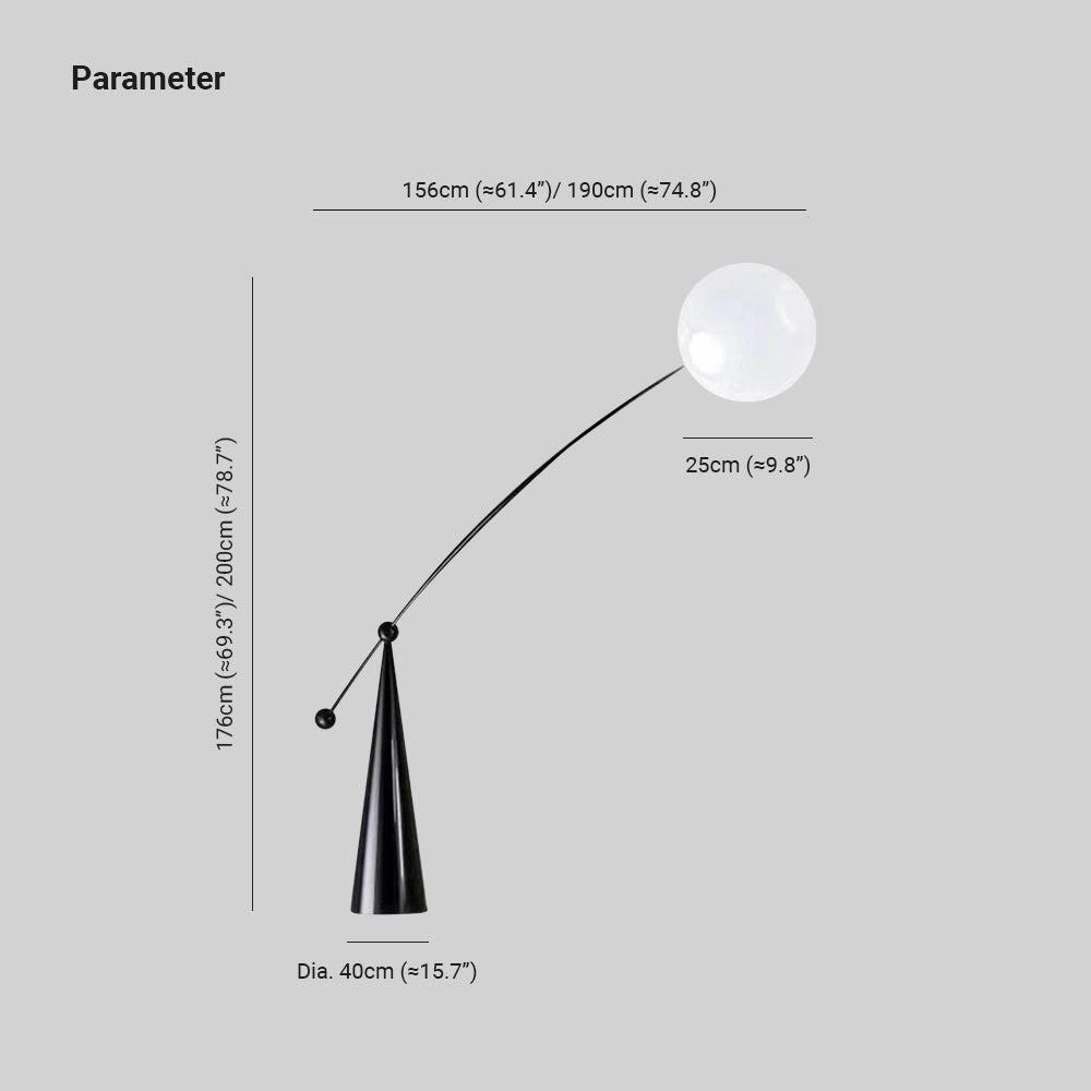 Valentina Floor Lamp Arc/Bubble Modern/Unique, Frosted Glass, White, Bedroom