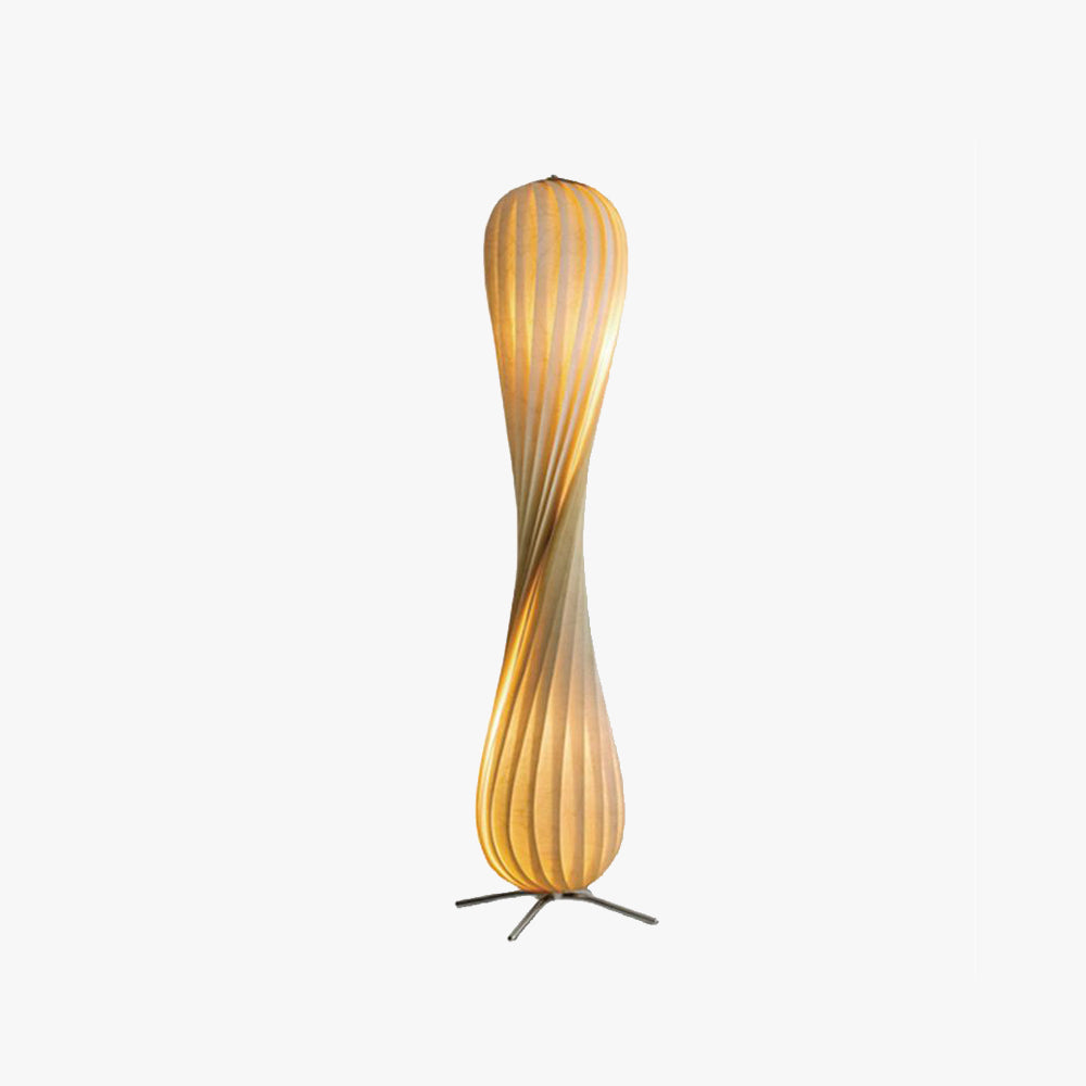 Ozawa Modern Twisted Wood Floor Lamp, Wood Color