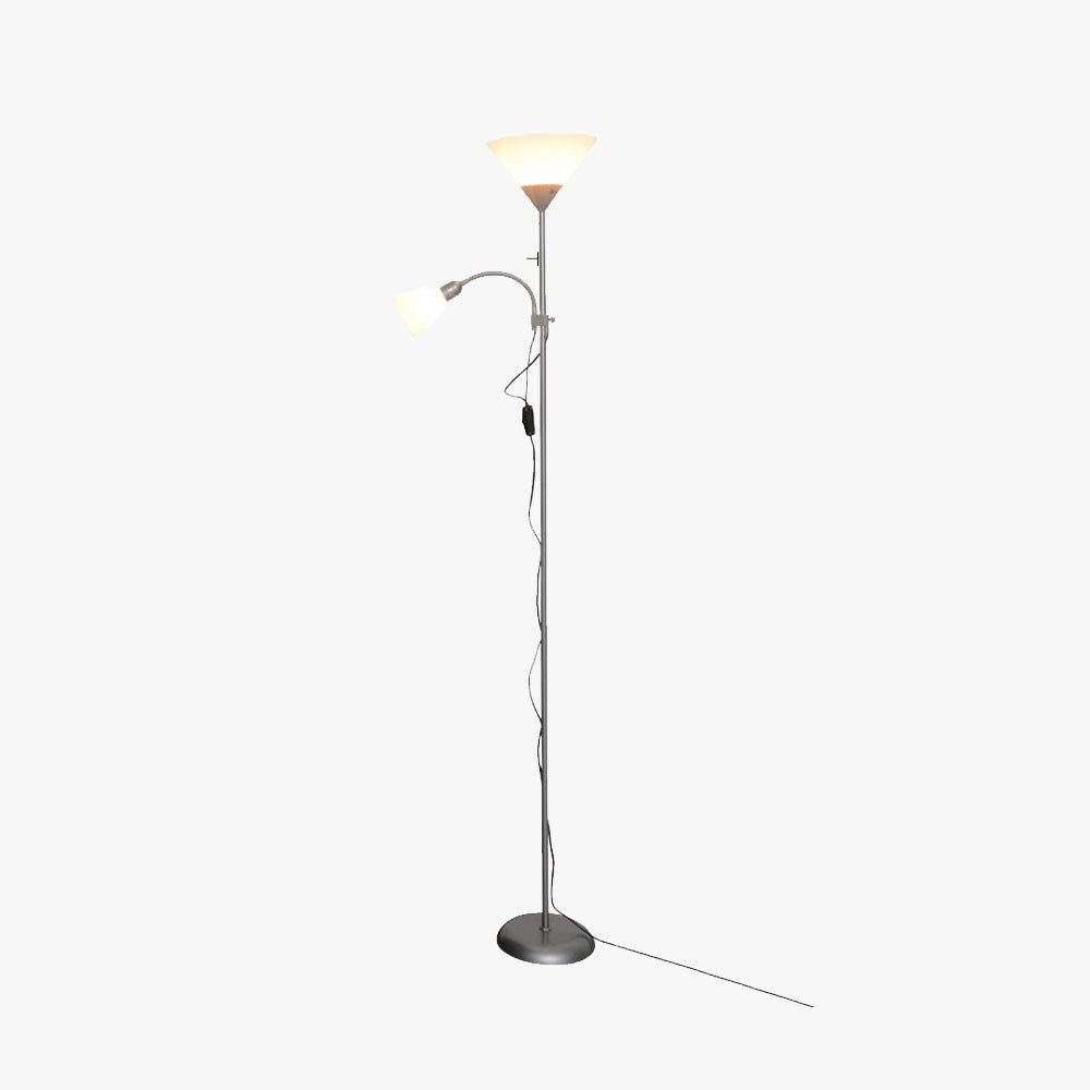 Eryn Modern Double Head Metal Floor Lamp, Silver