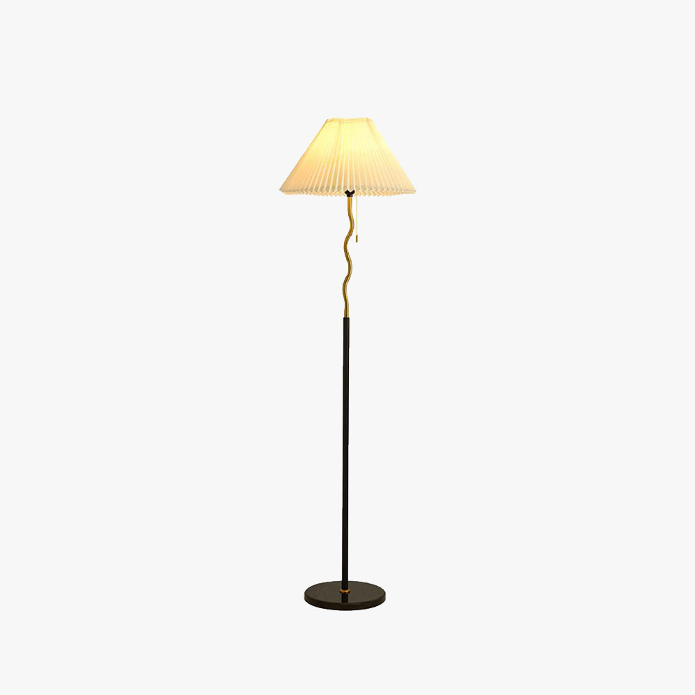 Ozawa Vintage Retro Geometric Pleated Metal Fabric Floor Lamp, Black