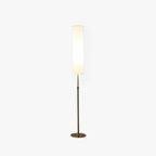 Eryn Minimalist Metal and Fabric Cylindrical White Floor Lamp
