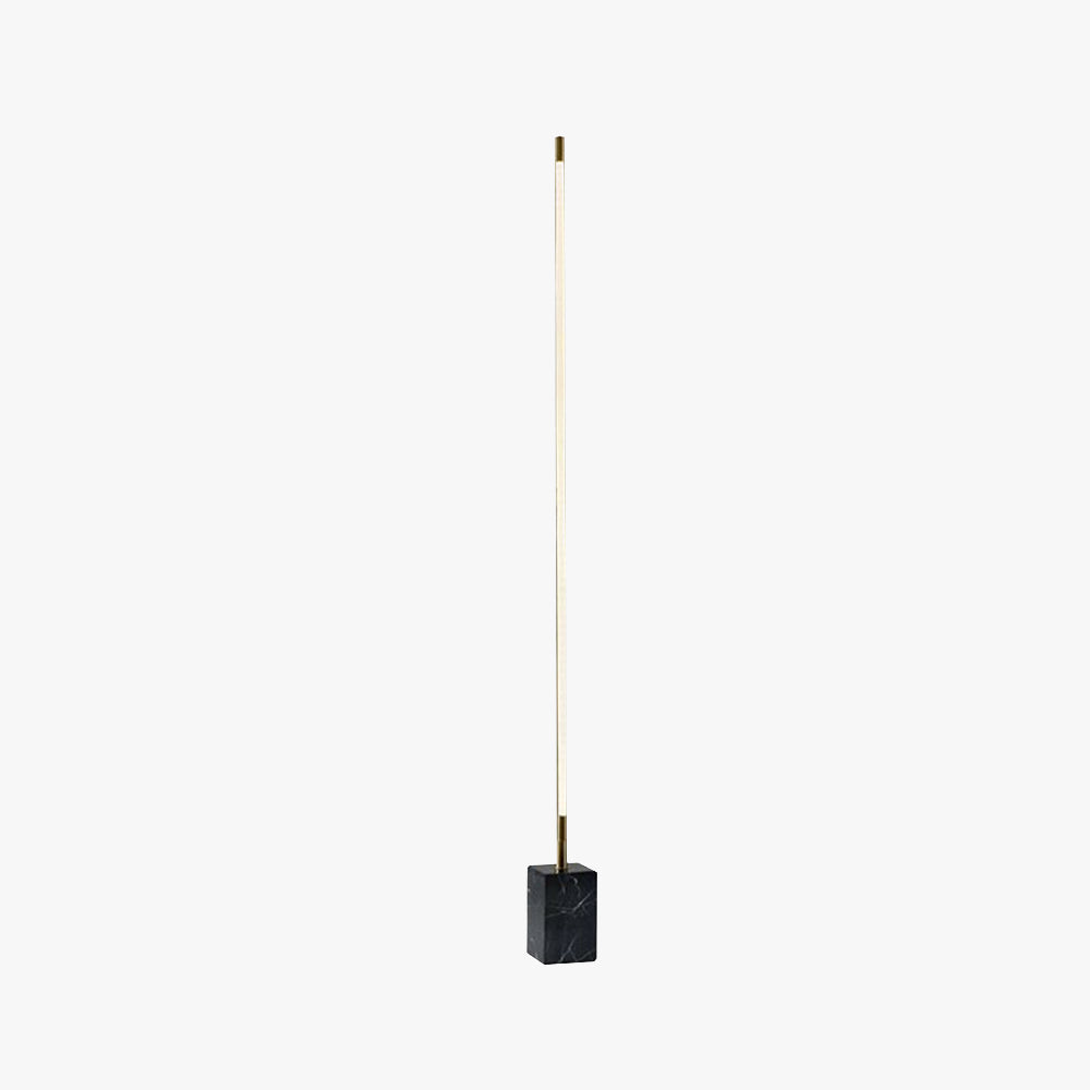 Edge Minimalist Linear Floor Lamp, Black/Gold, Metal/Marble