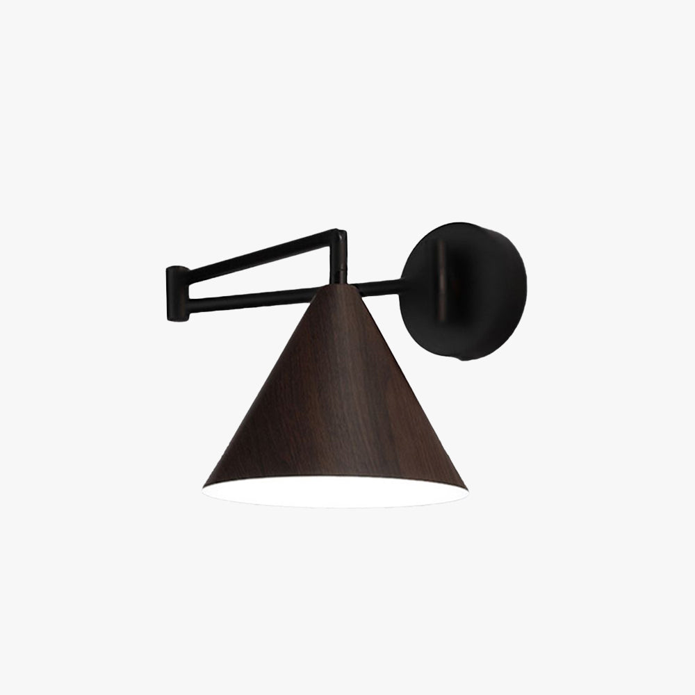 Muto Cone Shaped Adjustable Wall Lamp, Metal/Wood, Bedroom