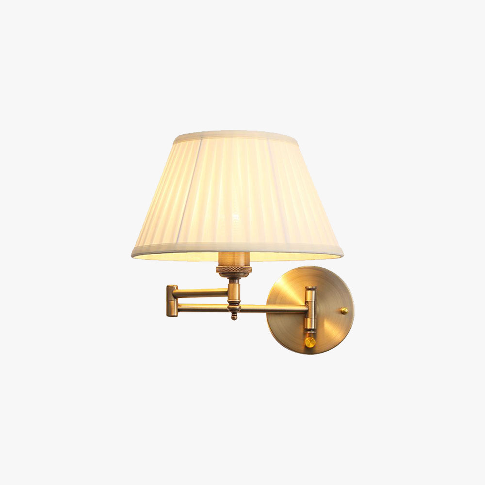 Arisha Wall Lamp Vintage, Pleated Fabric Adjustable, White/Beige, Bedroom