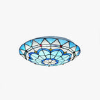 Tiffany Flush Mount Glass Colorful Ceiling Light, Bedroom
