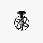 Arisha Retro Globe Lantern Metal Flush Mount Ceiling Light, Balck
