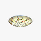 Tiffany Rustic Glass Flush Mount Ceiling Light, White, Kitchen