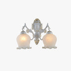 Arisha Vintage Flower shape Metal&Glass Modern Wall Lamp, White/Bronze