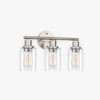 Silva Modern Cylindrical Metal&Glass Wall Lamp In Living Room, Nickel