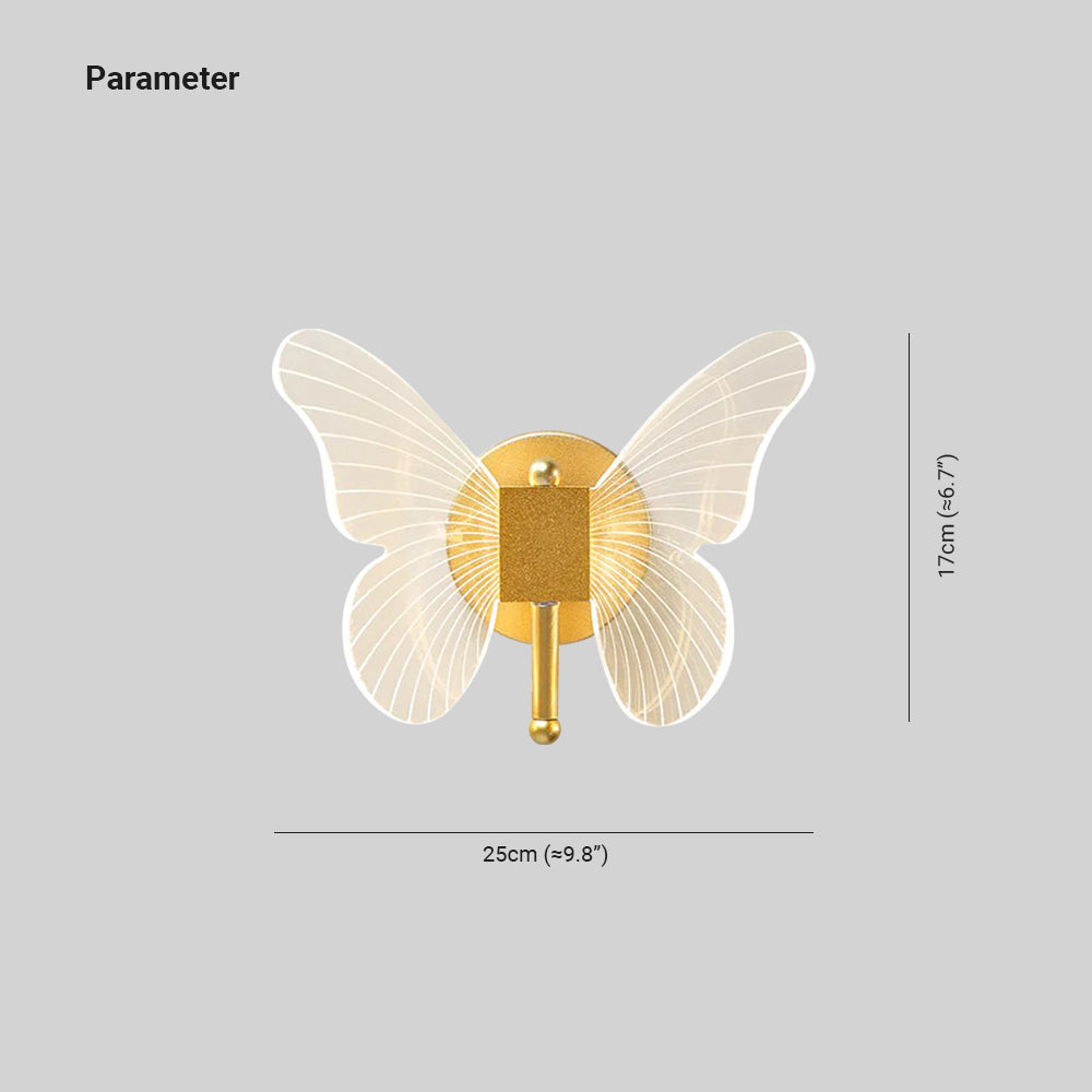 Arisha Cute Butterfly Metal Wall Lamp, Gold