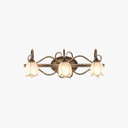 Arisha Antique Brass Flower Mirror Front Vanity Wall Lamp
